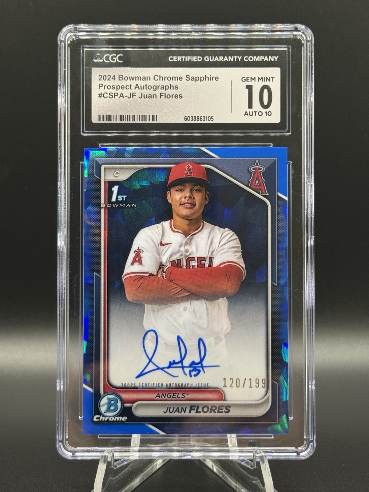 Juan Flores #CSPA-JF 2024 Bowman Chrome Sapphire Edition Baseball Chrome Sapphire Prospect Autographs