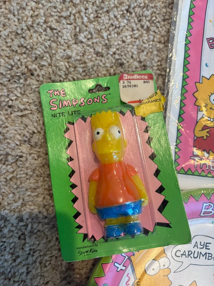 Lote de fiesta vintage de Los Simpson 1989-1990 - platos sellados, bolsas, sombreros, goma Foto 3 de 4