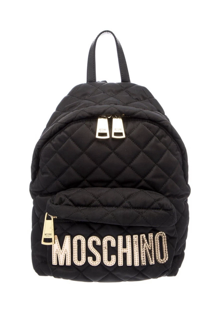 Moschino Quilted Logo Mini Backpack (used, like new) ?New Moschino Milano Quilted Logo stud Black Backpack  main image 3
