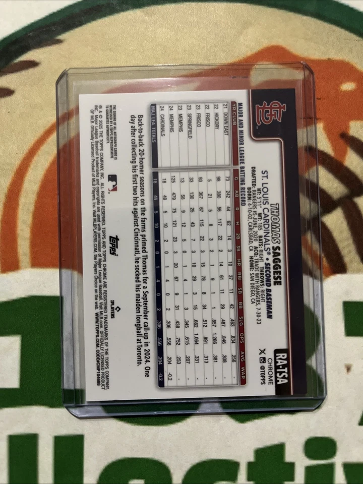 Thomas Saggese - 2025 Topps Chrome Logofractor Rookie Auto Green /99 - Image 2 of 2