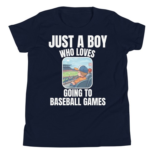 Just A Boy Who Loves Going to Baseball Games Baseball Lover Youth T-Shirt - Picture 3 of 6