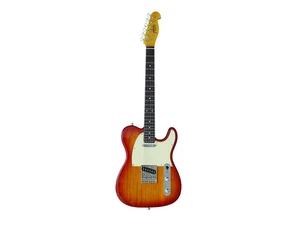 Monoprice Retro DLX Plus Solid Ash Electric Guitar - Cherry Burst, With Gig Bag