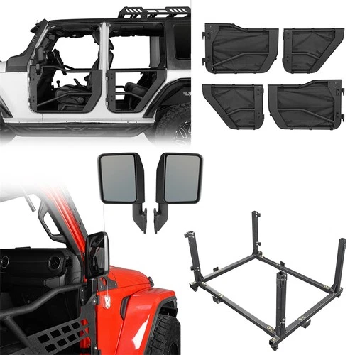 Off-Road Half-Door & Door Storage Cart & Side Mirrors For Jeep Wrangler JK 07-18