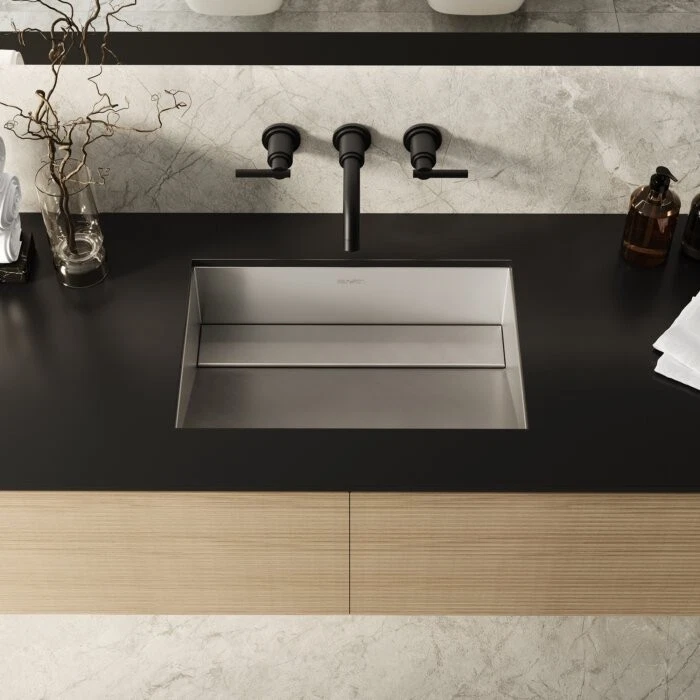 Fregadero de baño Ruvati 20′′x14′′ rampa de montaje inferior - RVH6140ST REFRB Foto 4 de 4