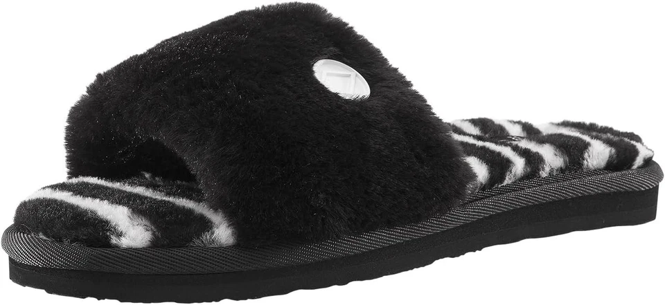 Volcom Lived in Lounge Slide Slippers Black Zebra Stripes Girl's Size 5 Big Kid - Image 3 of 4