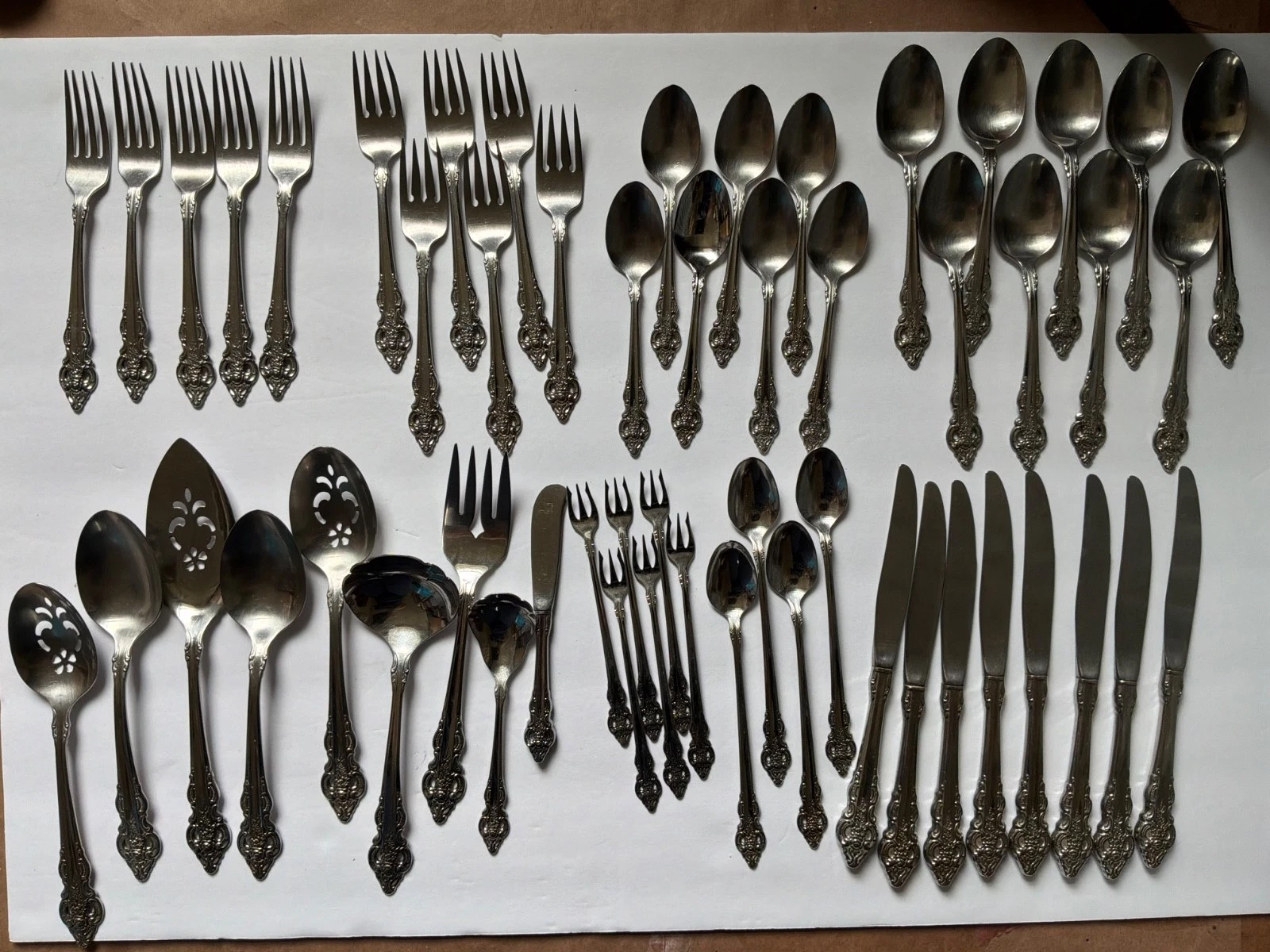 54 Pcs. Oneida Cherbourg Including 9 Serving Pieces Community Stainless Flatware