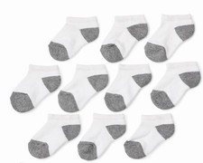 Amazon Essentials White Low Cut Cotton Socks Toddler Pack Of 10 White Gray