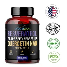 NAD supplement, Resveratrol CQ10 NAC supplement, 90 capsules USA Ship
