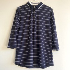 Polo Footjoy donna blu navy bianca a righe 3/4 taglia M golf leggera classica
