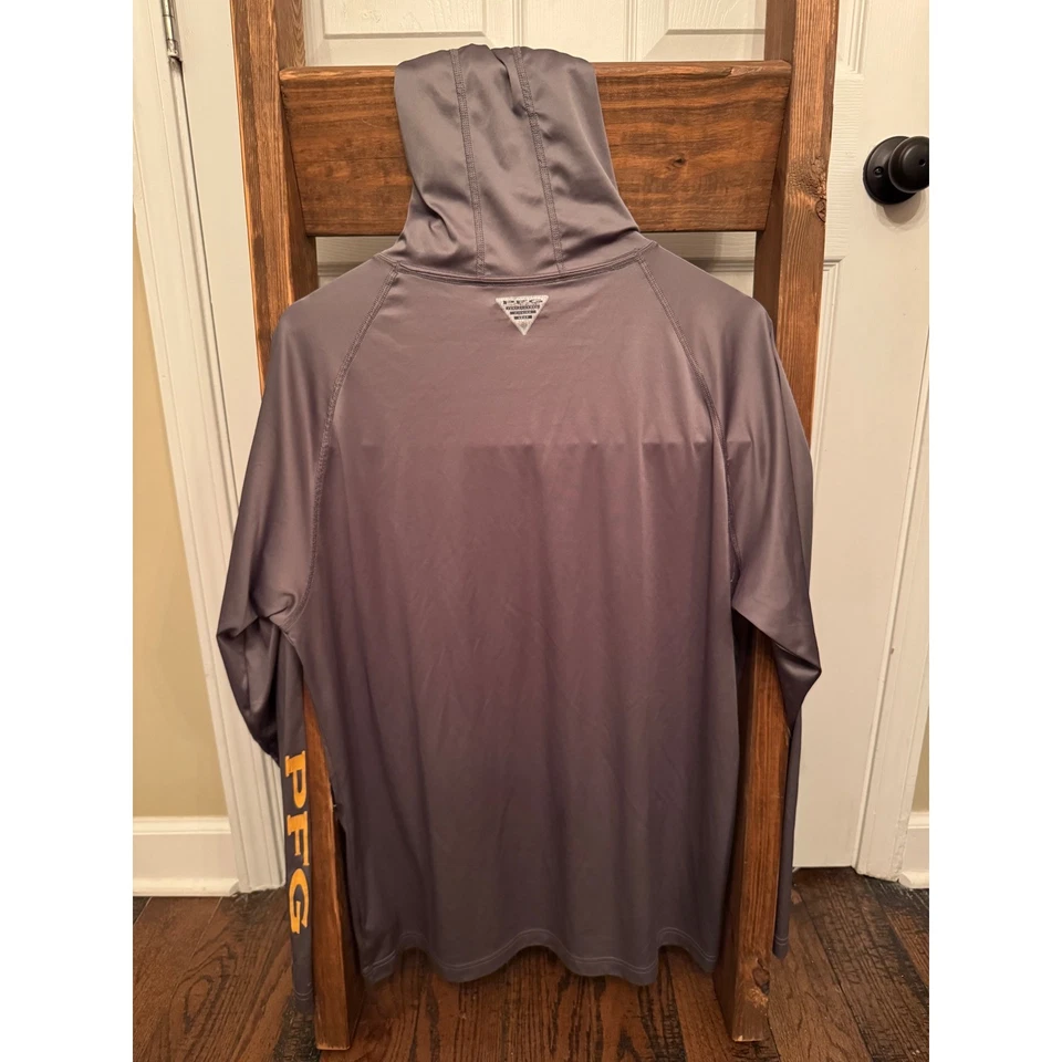 Толстовка с капюшоном Columbia PFG с длинным рукавом серая оранжевая логотип рыболовная защита от солнца мужская размер XL - Изображение 2 из 2