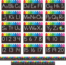 Alphabet Bulletin Board Set, 15 PCS Crayon Die-Cut ABC Wall Decorations 26 Upper