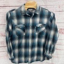 Carhartt Flannel Shirt Mens 2XL Long Sleeve Plaid Relaxed Fit Peral Snap Button