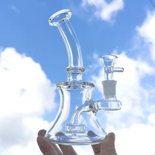 6'' Glass Hookah Water Pipe Glass Bong Smoking Pipe Beaker Base Bong + Bowl US
