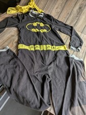 DC Comics Unisex Adult one Piece Fleece Pajamas Batman Cape Black Size Small