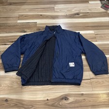NIKE Vintage Men's Medium NAVY 90's Reversible Puffer Big Swoosh Logo STAINS