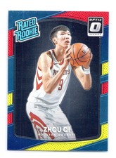 Zhou Qi 2017-18 Donruss Optic #151 Red and Yellow Rated Rookie RC