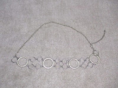 Vintage Y2K Silver Chain Belt Circle Rhinestones Adjustable  display picture 1