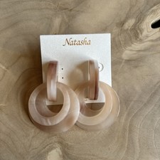 Natasha Resin Light Pink Hoop Dangle Earrings Statement Jewelry
