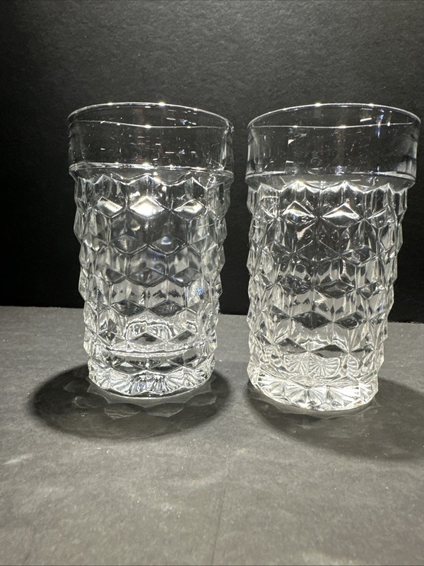 2 Fostoria Glass AMERICAN Crystal 5 1/4 StraighIced Tea Flat Tumbler Glasses Set