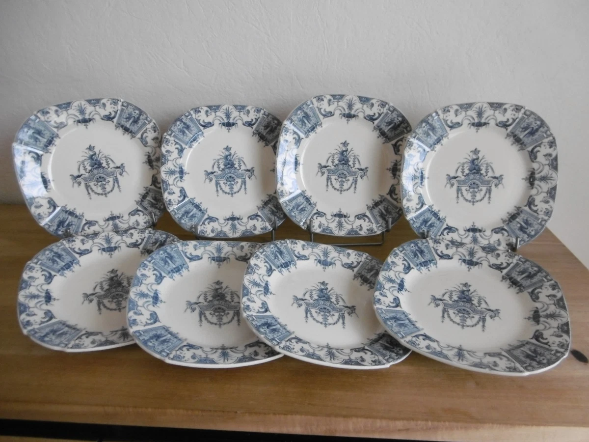 Lot De 2 Anciennes Assiettes Gien - Modèle Asperge, Viande Et Compartiment Sauce