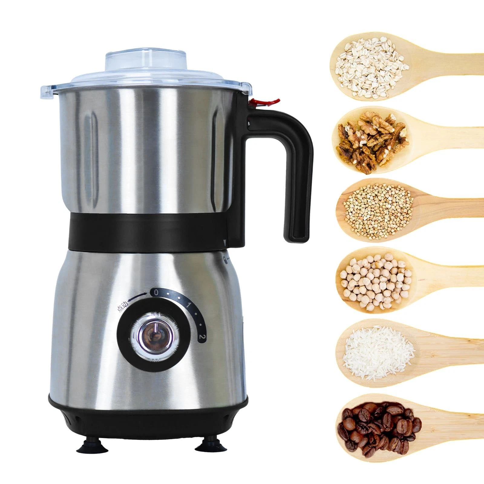 Spice and Nut Grinders - 3 Stainless Steel Blades, 1 Filter, 1 Brush - 500W G...