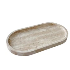 Marble Oval Handmade Tray Ornaments Vintage Tray Storage Dish for Counter,Cof...