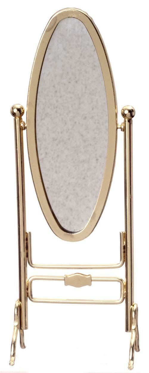Dolls House Brass Gold Cheval Dressing Mirror Dressmaker Shop Bedroom Furniture