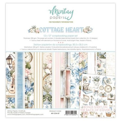 COTTAGE HEART 12x12 Paper Set Mintay Papers Scrapbook + BONUS Motifs