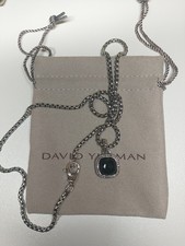 David Yurman Sterling Silver 925 Onyx Black 14 Mm 21 1/2" Necklace