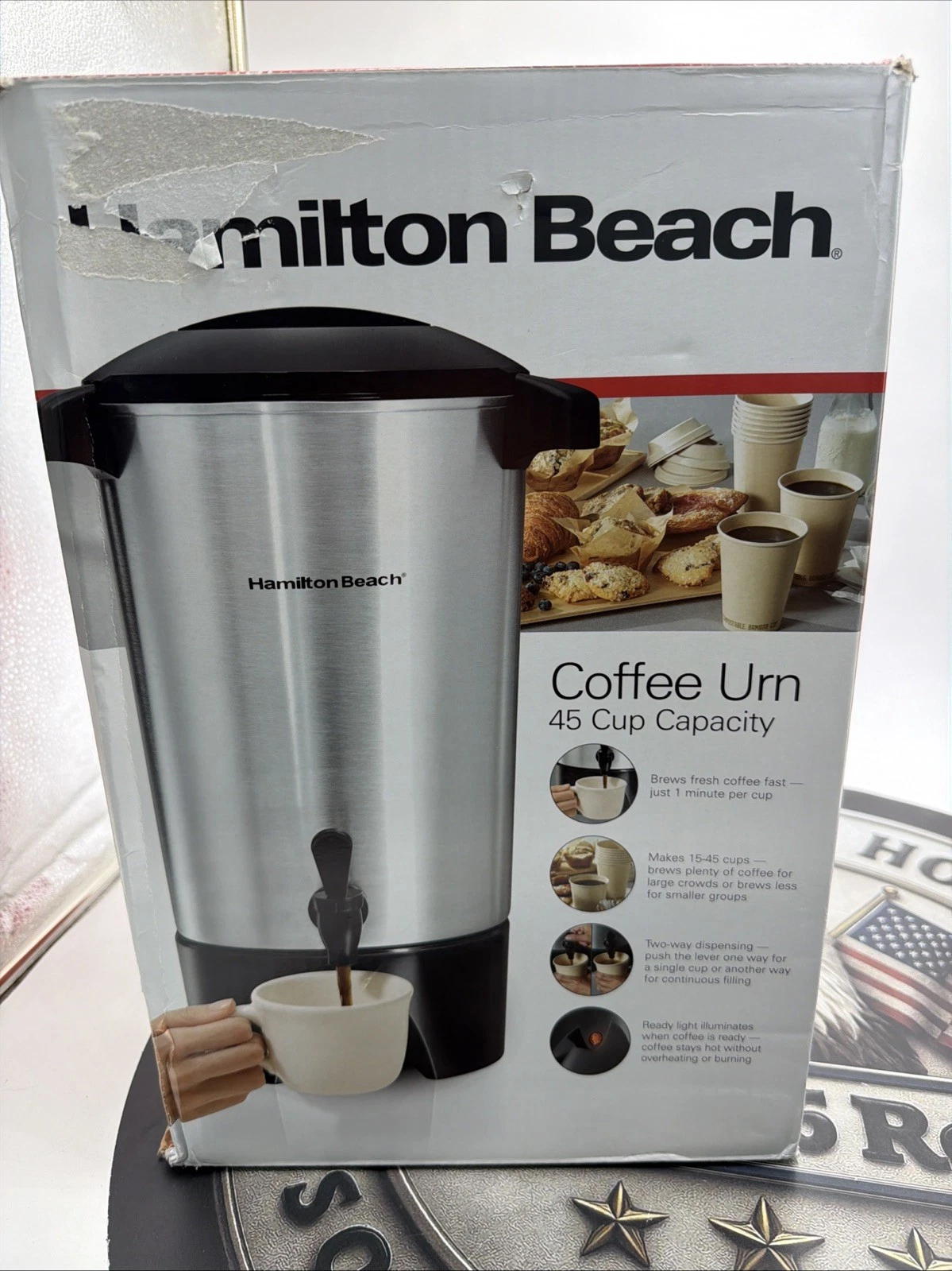 Hamilton Beach 45 Cup Coffee Urn With Locking Lid Two Way Dispenser
