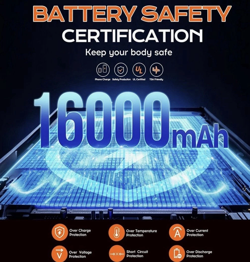Heated Vest, 15 Heating Zones, Men's Heated Vest with 16000mAH 7.4V Battery Pack image 2
