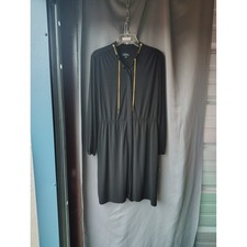 Tahari Arthur S. Levine Womens 10 Black Chain Neck Long Sleeve Elastic Waist