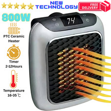 800W Electric Space Heater Low Energy Ceramic Fast Heating Fan Portable Remote