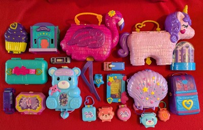 Polly Pocket Konvolut Mattel 19 Plastik Spielzeug Spielsets Zubehör Puppen kompakt
