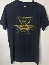 Vtg Screen Stars Best Delta Company USMC Marines Black T Shirt Size Medium