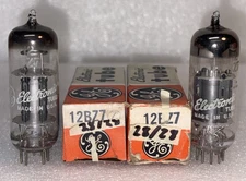 Matched Pair GE 12BZ7 Black Plate O-Getter Vacuum Tubes TV7 Tested NOS NIB