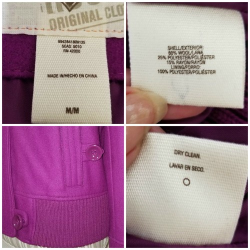 NWOT ROUTE 66 Womens Fuchsia Wool Blend Bomber Zip Jacket Coat Sz. M - Picture 11 of 12