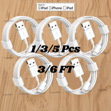 USB Charger Cable Charging Cord 3/6FT For iPhone 5 7 8 6 XS XR X 11 12 13 14 Lot