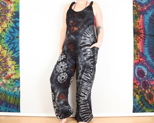 Tie Dye Boho Harem Dungarees Hippie Romper Bohemian Jumpsuit by Bare Canvas - Picture 45 of 85
