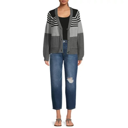Time & Tru Women's Barrel Jeans Button Closure Zip Fly Cropped Barrel Leg 16 - Picture 5 of 5