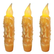 CVHOMEDECO. Real Wax Hand Dipped Battery Operated LED Timer Taper Candles 