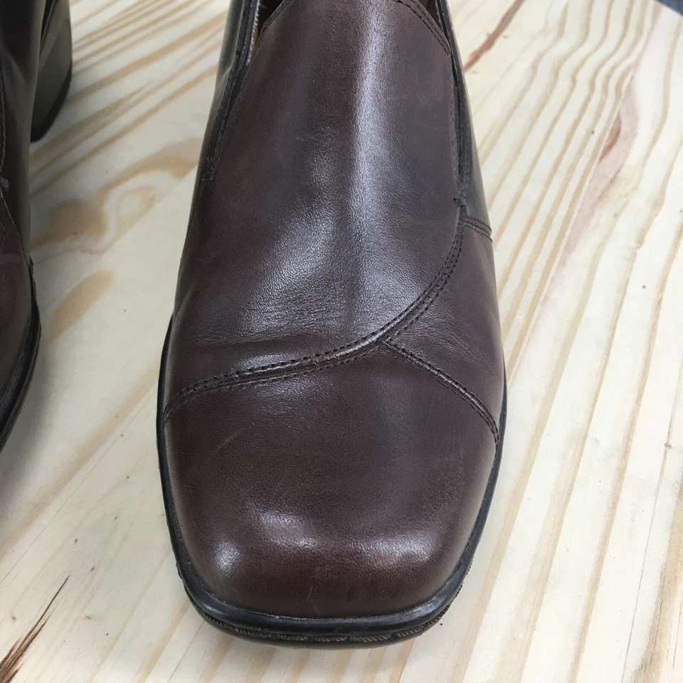 Croft And Barrow Zapatos Mujer 10 M Greta Mocasines Sin Cordones Cuero Marrón Tacones Foto 4 de 4