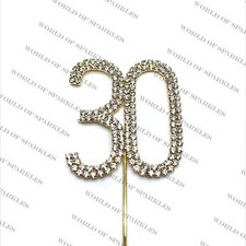 6cm Silver Rhinestone Number Cake Topper 30 Birthday Anniversary Party Decor