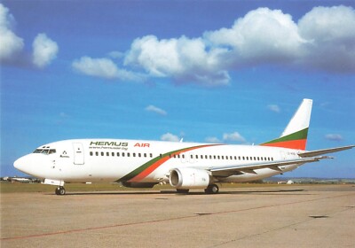 Postcard Airline HEMUS AIR B737-4Y0 LZ-HVA Unposted CC9.