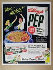 1949 Kellogg's Variety Package Pep Cereal vintage print Ad