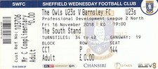 Ticket - Sheffield Wednesday U23 v Barnsley U23 16.11.18