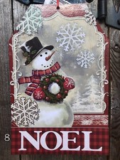 Snowman Red Black Buffalo Plaid Door Hanging Wall Christmas Decor Noel Glitter