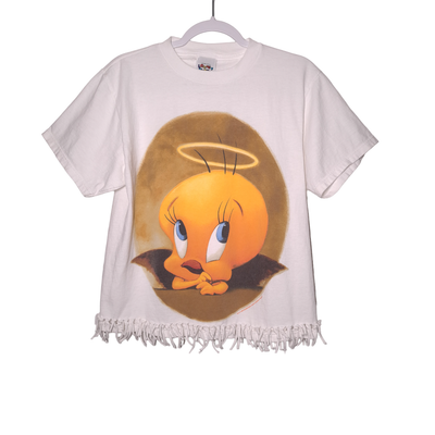 VINTAGE Tweety Bird Angel USED Shirt (BRAIDED FRINGE, M, Looney 