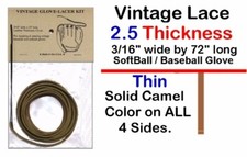 Baseball Glove Leather Lace Vintage Type 3/16" x 72" 2.5 thickness Solid Camel