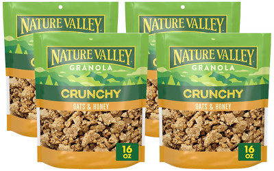 Crunchy Granola, Oats and Honey, Resealable Bag, 16 OZ (Pack of 4)